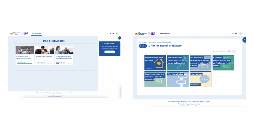 Captures écran plateforme Assurance retraite