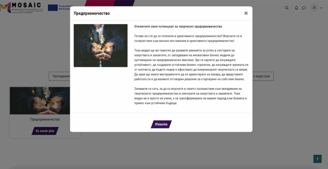 Plateforme Moodle MOSAIC