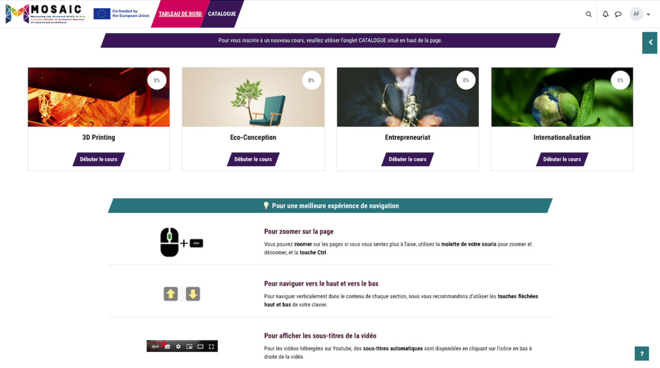 Plateforme Moodle MOSAIC