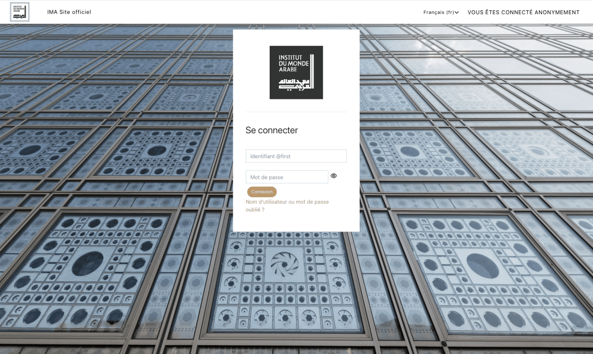Capture écran plateforme IMA